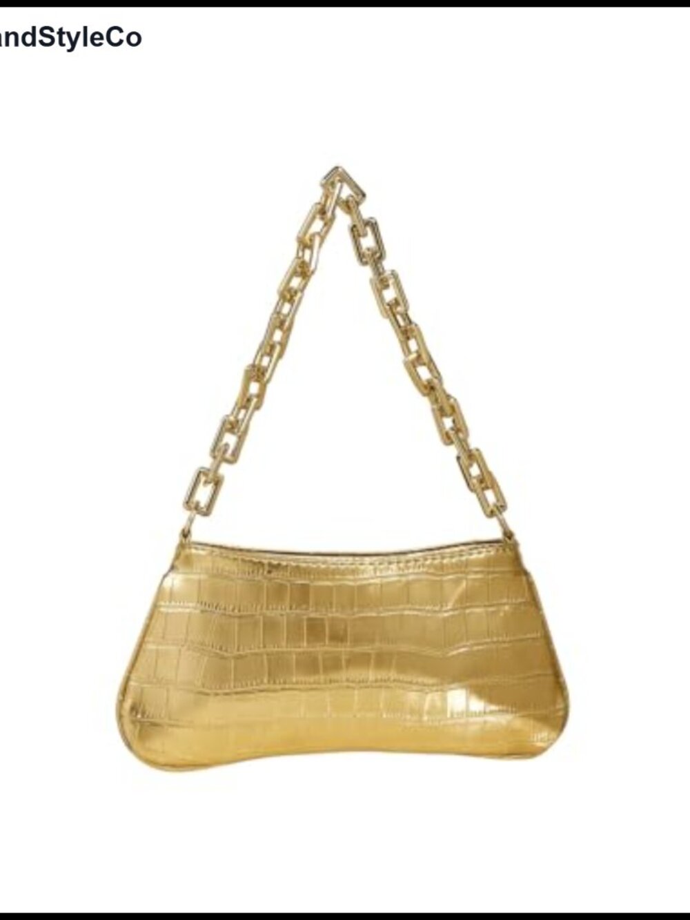 Metallic Shoulder Bag Evening Party Mini Clutch Purse Chain Zipper Closure